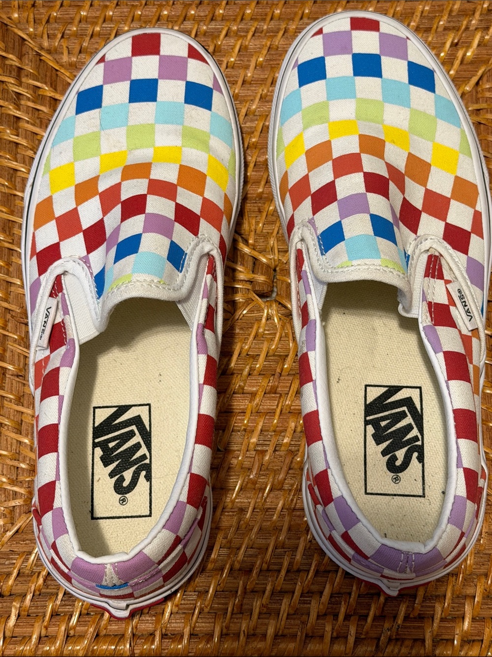 Vans Kids Rainbow Checkerboard Slip-On Sneakers - Multicolor